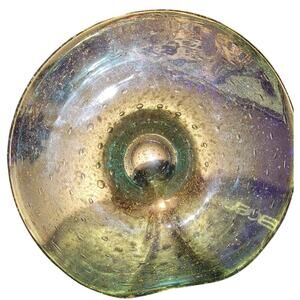 Vintage hand blown bubble glass bowl with gold Flecks